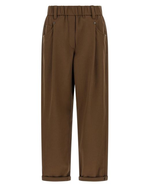 Brunello Cucinelli Brown 'Baggy Pull-on' Pants