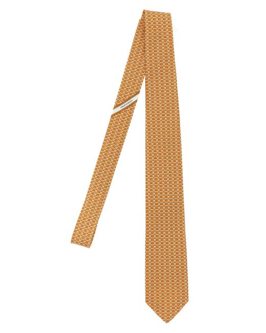Ferragamo Natural 'gancini' Print Tie for men