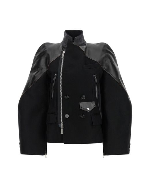 Sacai Black Melton Wool Jacket