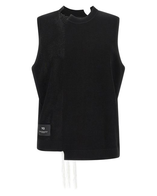 Y-3 Black Rayon Sleeveless Jacket for men