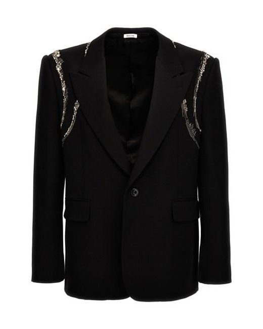 Alexander McQueen Black 'crystal Harness' Blazer for men