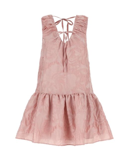 Ganni Pink Kleid Mit Cloqué-Textur