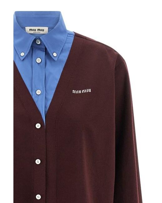 Camicia Cashmere E Popeline di Miu Miu in Purple