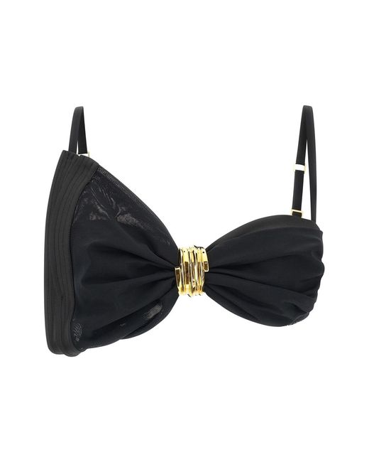 Elisabetta Franchi Black Satin Bra And Tulle