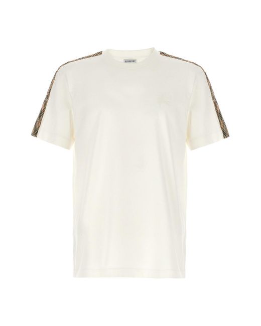 Burberry White Check Tape T-shirt for men
