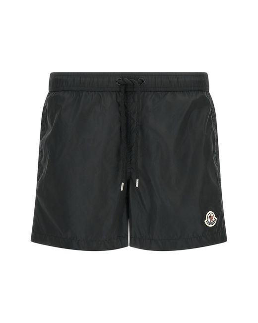 Moncler Black Logo Patch Swim Shorts for men