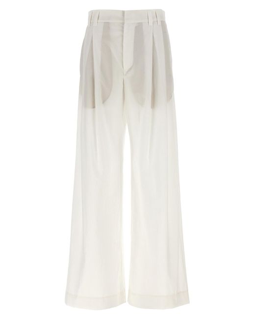 Brunello Cucinelli White Pants With Front Pleats