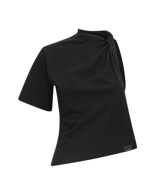 Courreges Black T-Shirt "Twist Asymmetrical"