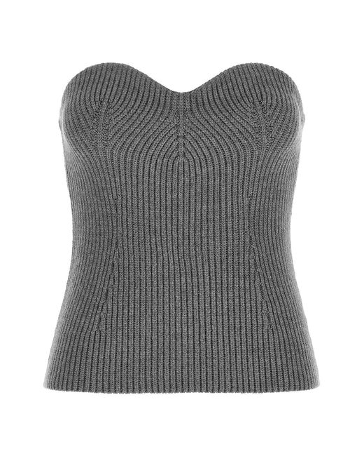 Jil Sander Gray Off The Shoulder Top