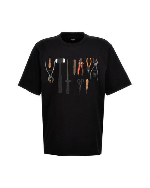 Fendi T-Shirt " Tools" in Black für Herren