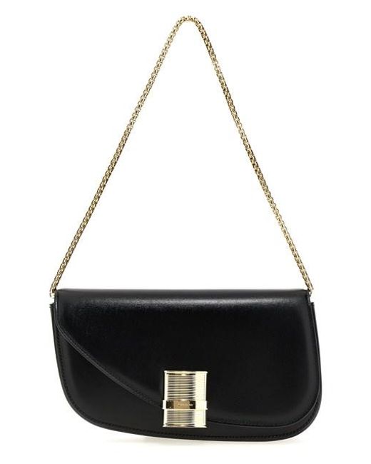 Borsa A Spalla 'Fiamma S' Con Dettaglio Logo di Ferragamo in Black