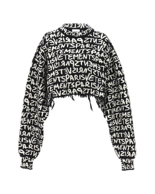 Vetements Black 'graffiti Monogram' Sweater