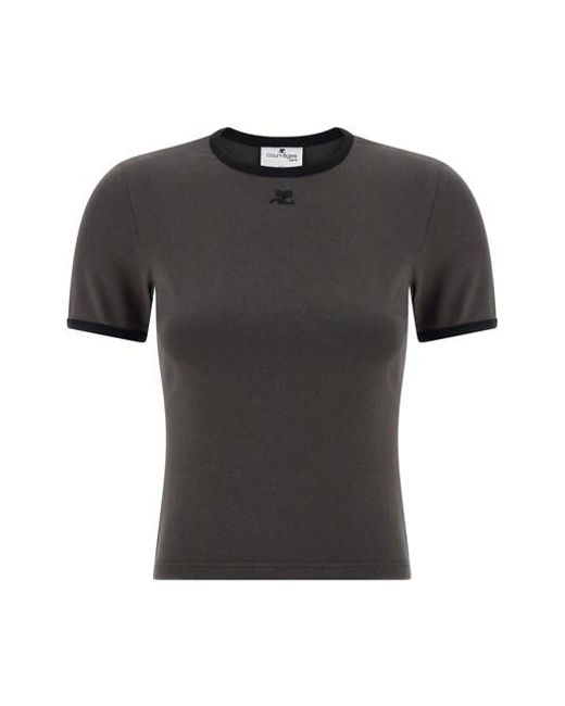 Courreges Black 'signature Contrast' T-shirt