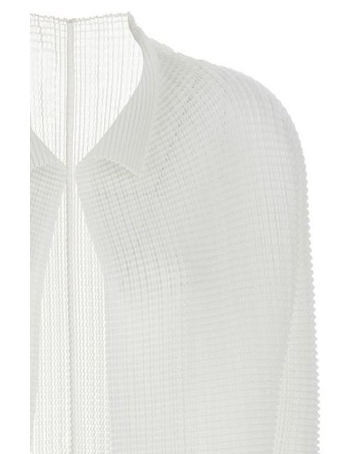 Cardigan 'Wooly Pleats-56' di Issey Miyake in White