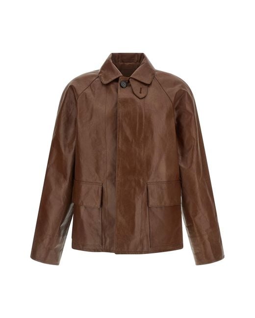 Prada Brown Vintage Leather Blouson for men