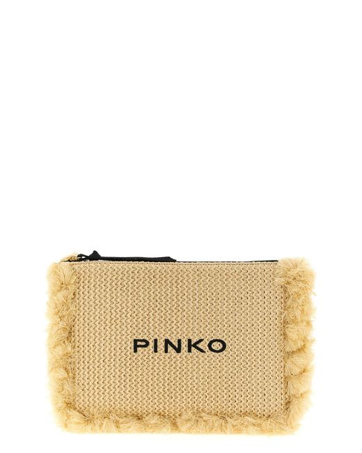 Pinko Natural Raffia Clutch