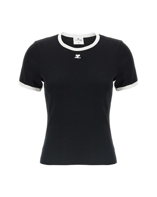 Courreges Black 'signature Contrast' T-shirt