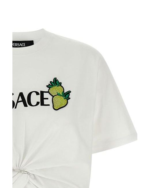T-shirt 'Strawberry patch' di Versace in White