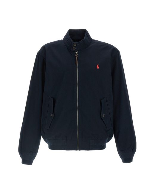 Polo Ralph Lauren Blue Logo Embroidery Bomber Jacket for men