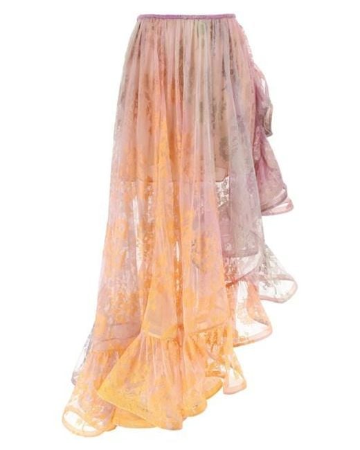 Zimmermann Pink Lace Skirt With Ruffle
