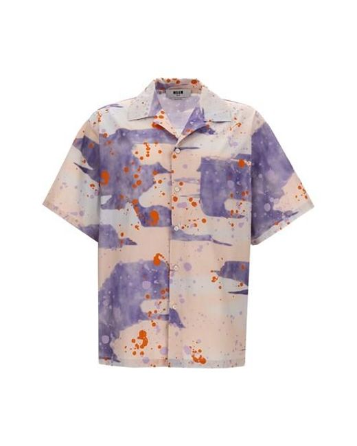 MSGM Multicolor Camouflage Print Shirt for men
