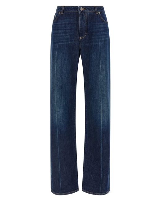 Dolce & Gabbana Blue Stretched Pleated Trompe L'oeil Jeans
