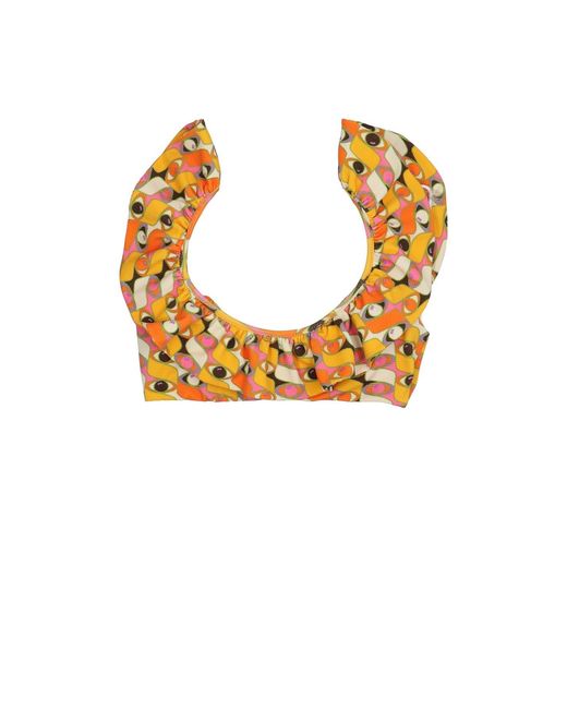 LaDoubleJ Orange 'Ruffle' Bikini Top
