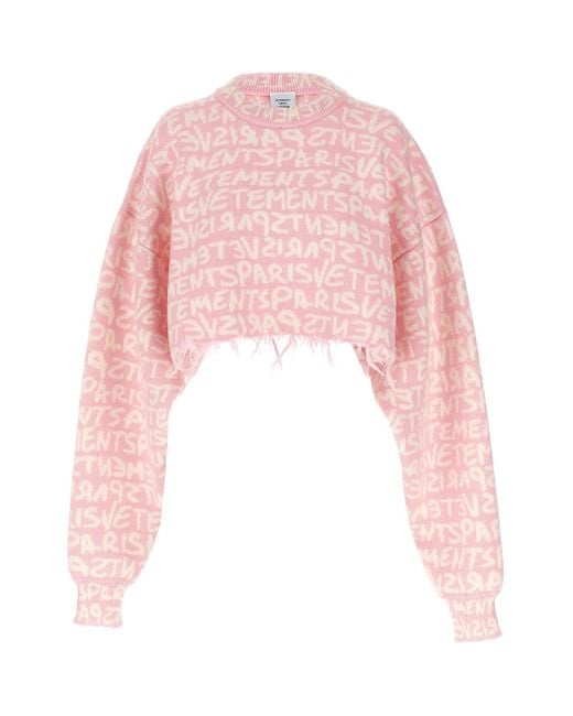 Vetements Pink 'graffiti Monogram' Sweater
