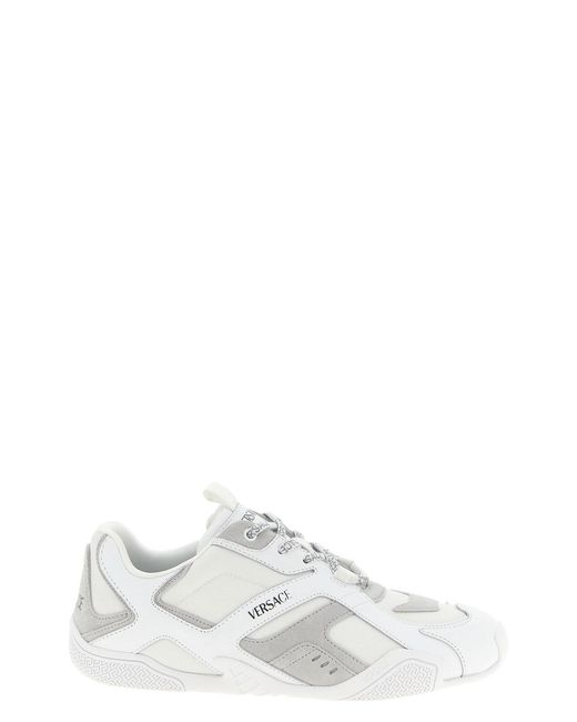 Versace White Kalbsleder Wildleder Technical Sneakers