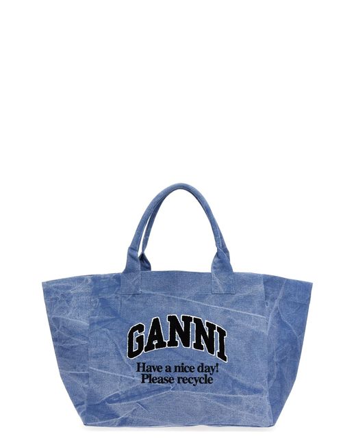 Ganni Schopper-Tasche "Blue Oversized Canvas"