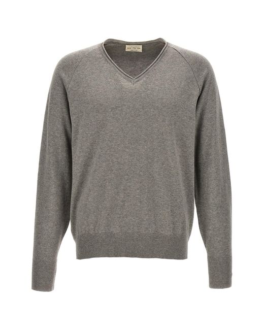 Ma'ry'ya Gray V-neck Sweater for men