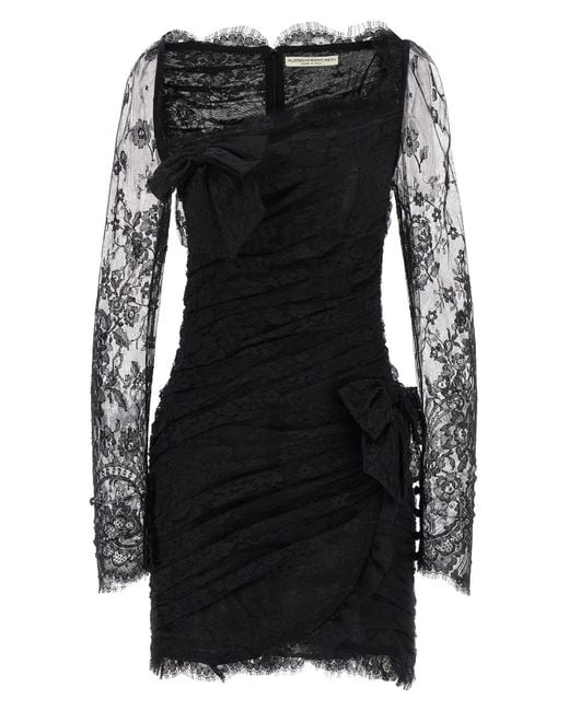 Alessandra Rich Black Drapiertes Kleid.