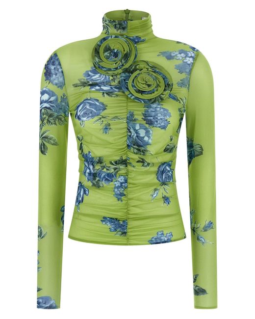 Magda Butrym Green 15' Slim Fit Floral Print Top