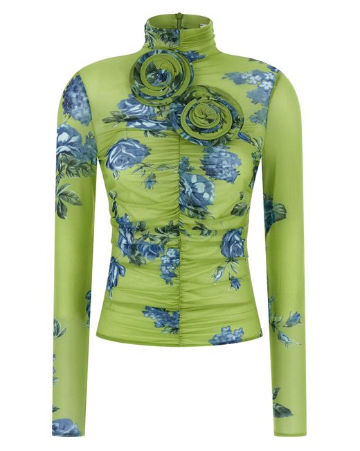 Magda Butrym Green 15' Slim Fit Floral Print Top