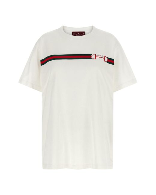 Gucci White 'nastro Web' T-shirt