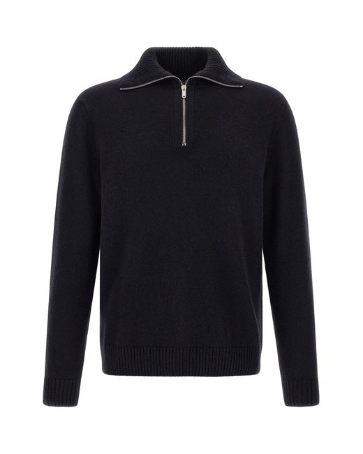 Zanone Blue Half Zip Sweater for men