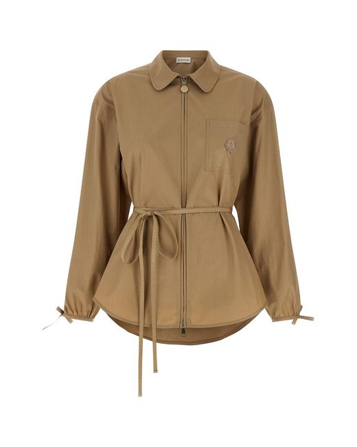 Moncler Natural Grosgrain Logo Patch Overshirt