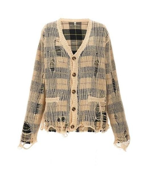 R13 Natural 'overlay Distressed' Cardigan