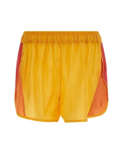 Saint Laurent Yellow Color-block Shorts
