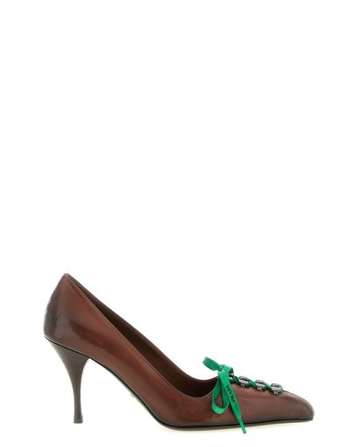 Prada Brown Lace-up Pumps