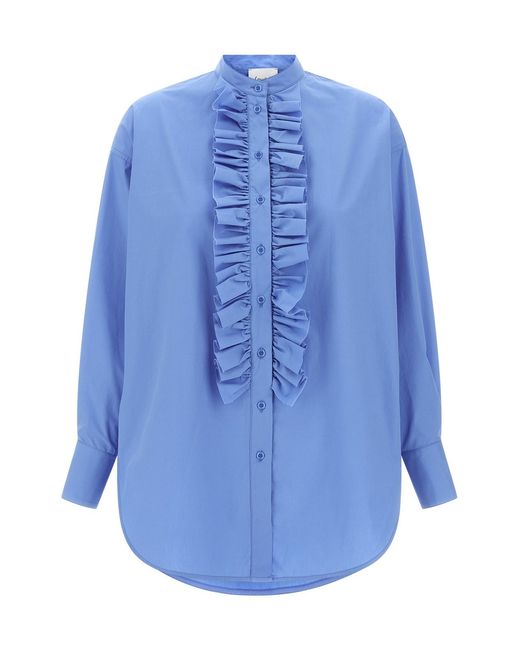 Nude Blue Ruches Shirt