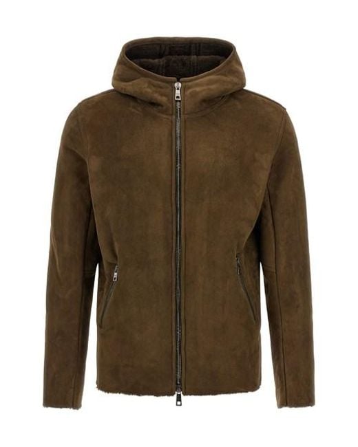 Giorgio Brato Green Shearling Hooded Jacket for men