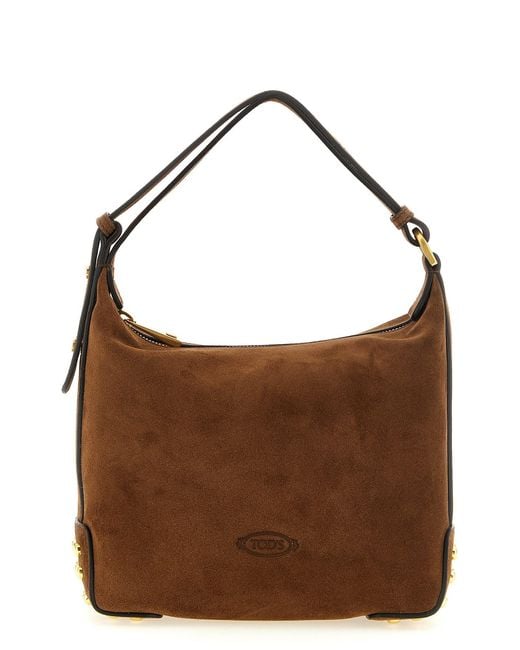 Tod's Brown 'gommini' Mini Suede Shoulder Bag