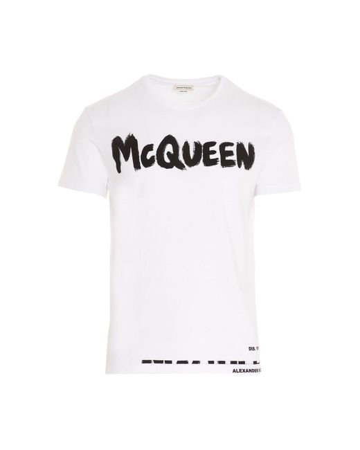 Alexander McQueen White 'graffiti' T-shirt for men