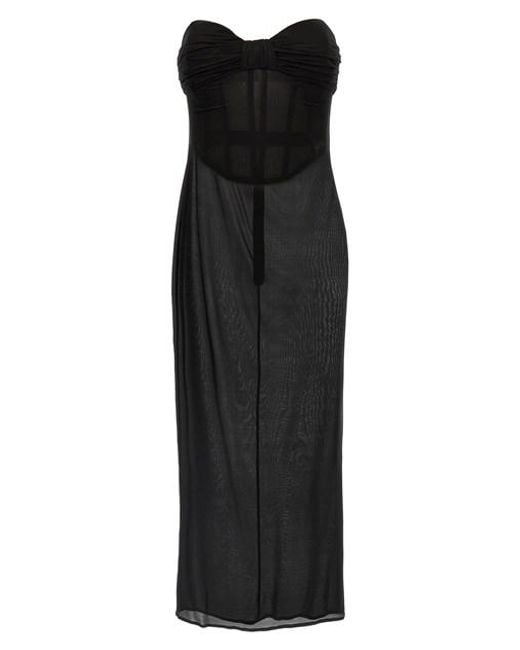 Magda Butrym Black '27' Off-The-Shoulder Midi Dress With Integrated Bustier