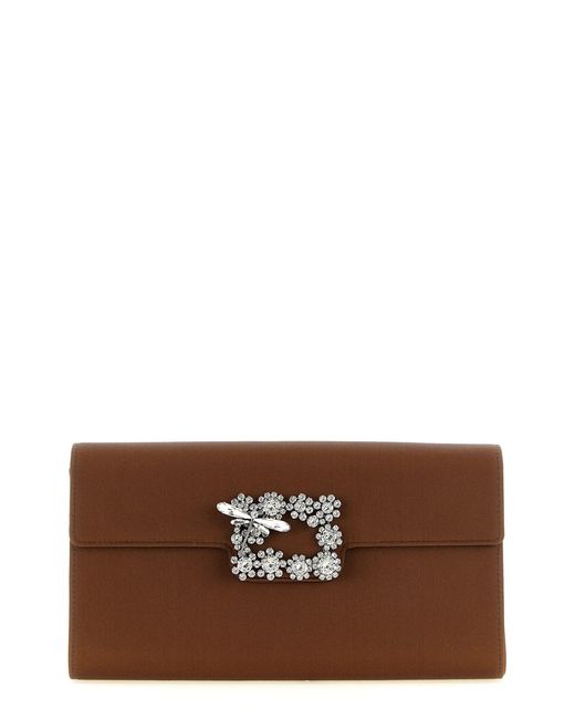Roger Vivier Brown 'envelope Flap Dragonfly Flow' Clutch
