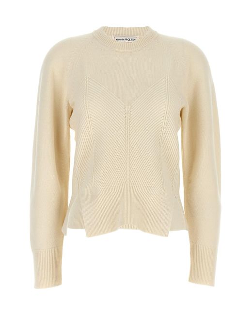 McQueen White Mcqueen 'Chevron Corset' Sweater