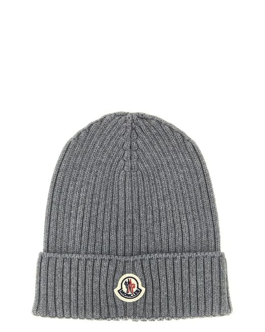 Moncler Gray Wool Beanie for men