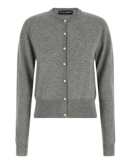 Dolce & Gabbana Gray Logo Buttons Cardigan
