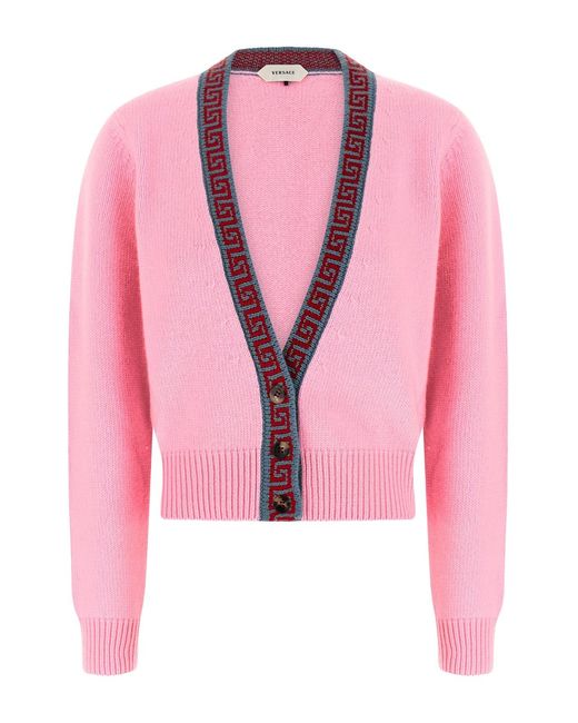 Versace Pink Wool And Cashmere Cardigan